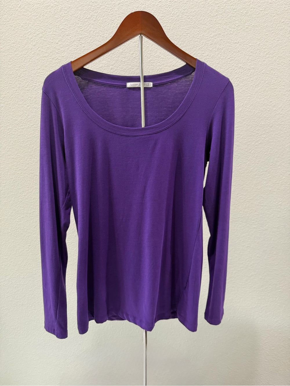 Scoop Neck Long Sleeve Tee - Purple